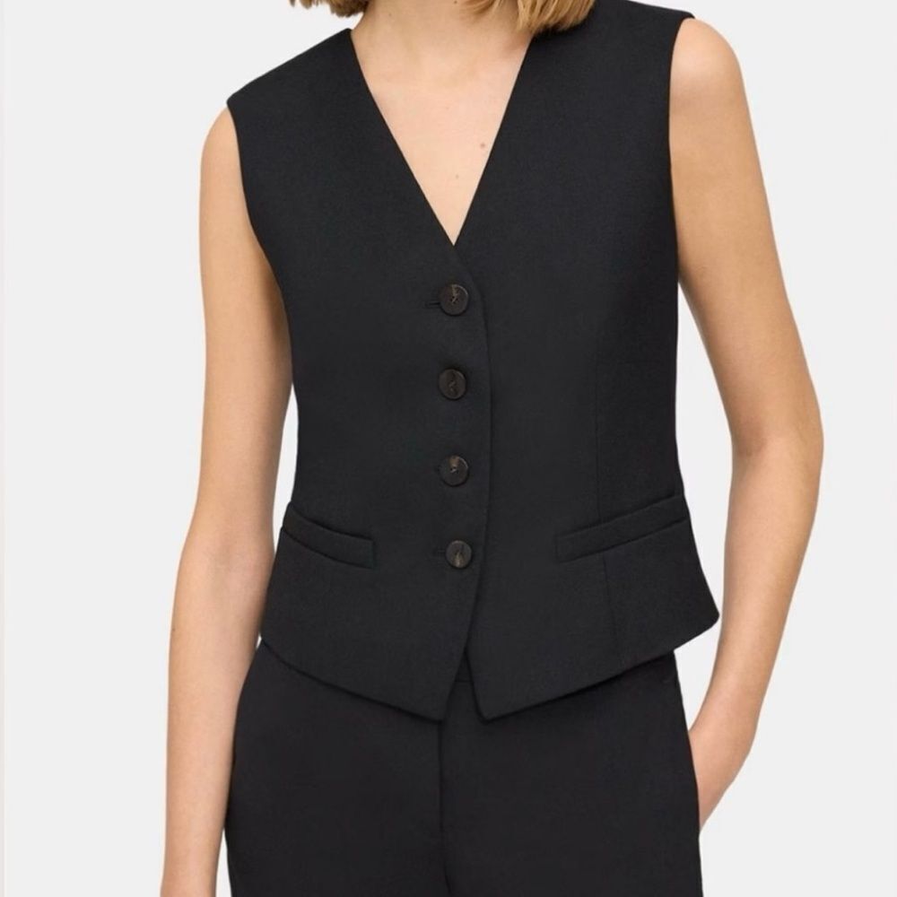 Theory V Neck Button Front Vest